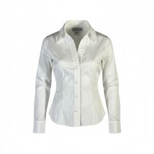 Carlisle White Pleated-Trim Button-Front Blouse – Size 10 – NWT